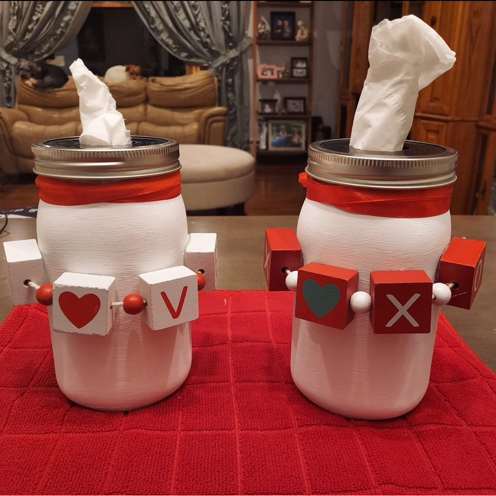 Mason Jar Tissue Dispenser/ Valentine's Day